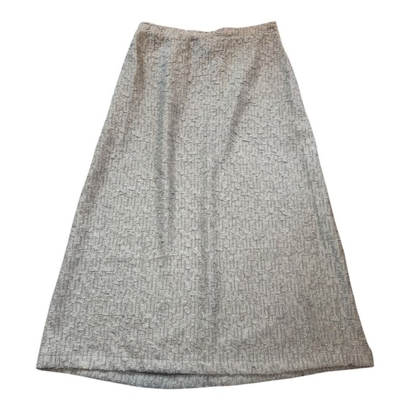 NEW Melloday Midi Skirt Textured A-Line Long Skirt Pull‎ On Grey Small NWT - Picture 1 of 7
